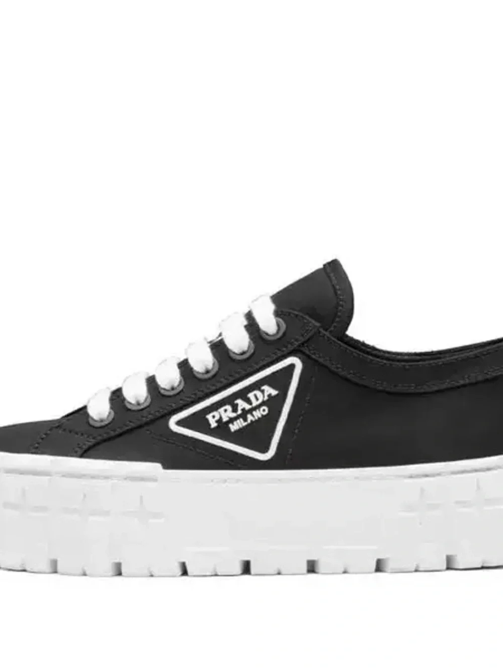 PRADA Double Wheel Re-Nylon Gabardine Sneakers -Black/White